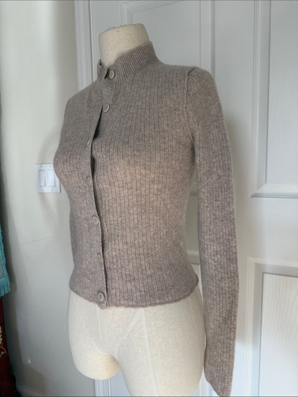 Pilcro Slim Ribbed Button Cashmere Cardigan - Picture 2 of 7